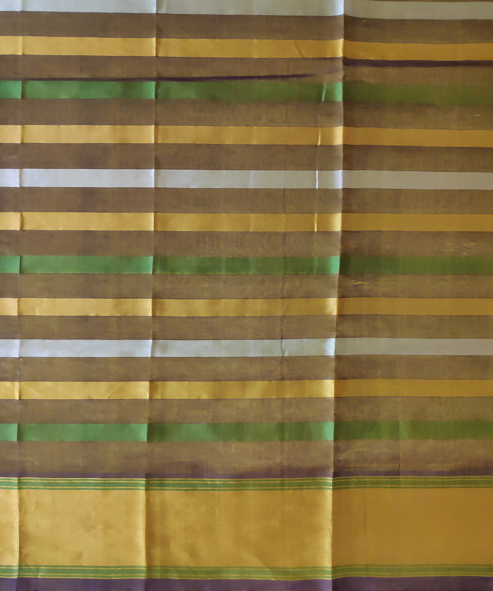 handwoven cotton silk moss green stripes venkatagiri saree