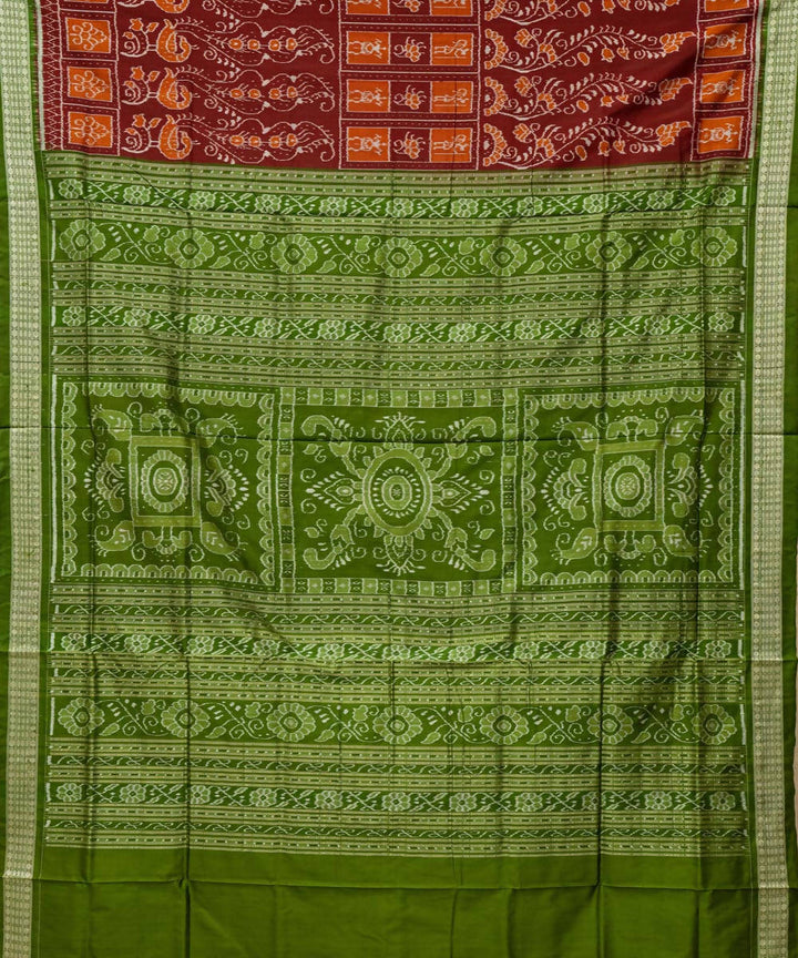 Cadmium orange Bulgarian rose ikat silk handloom sambalpuri saree