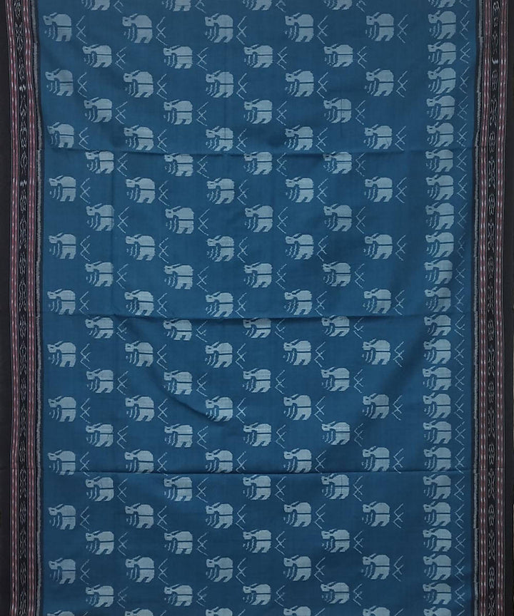 Blue black handwoven cotton ikat nuapatna saree