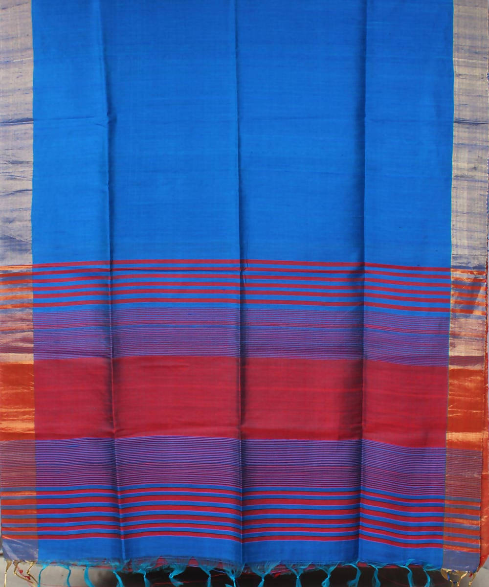 sky blue karnataka handwoven raw silk saree