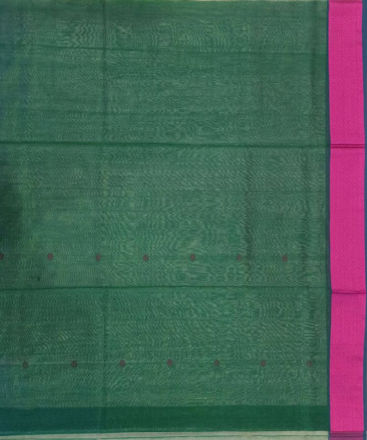 Maheshwari Dark Green Pink Handloom Cotton Silk Saree