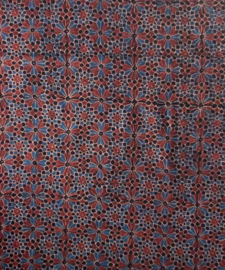 2.5m Black red blue natural dye ajrakh print handspun cotton fabric