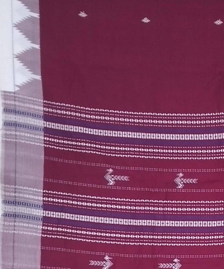 Antique ruby handwoven kotpad cotton saree