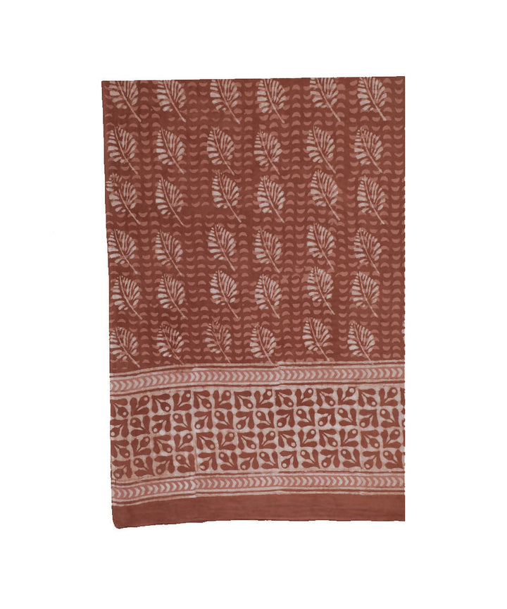 Dabu handblock print earthy brown cotton mul stole