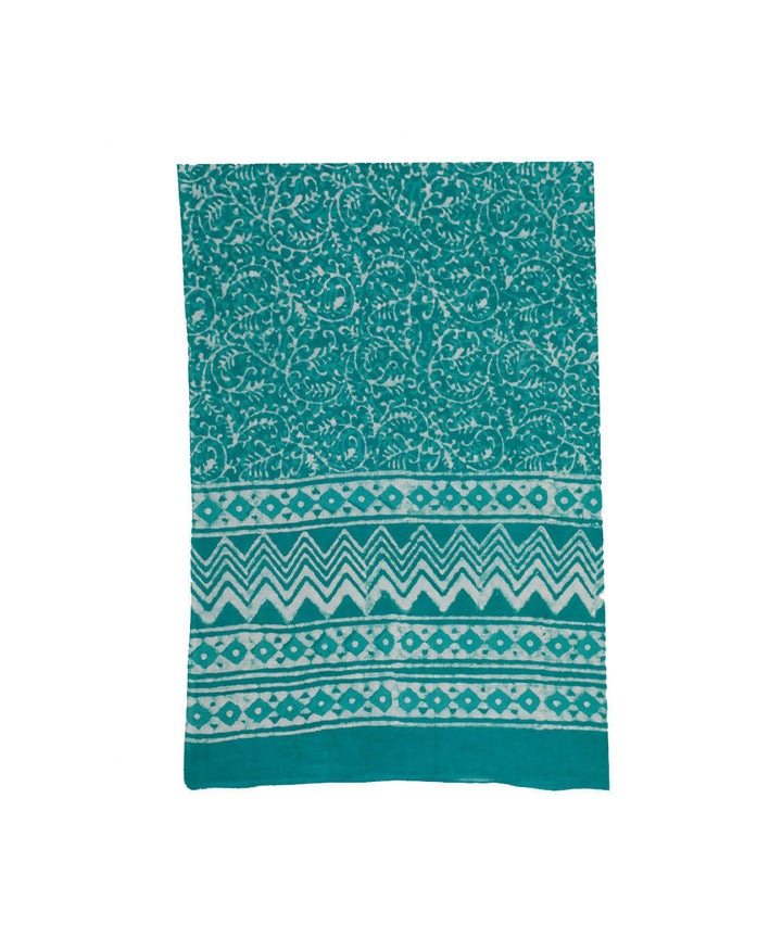 Dabu handblock print green mul cotton stole