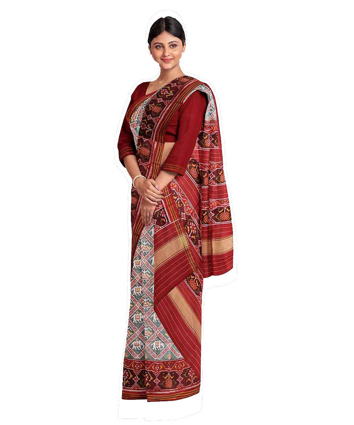 White red handwoven patola silk saree