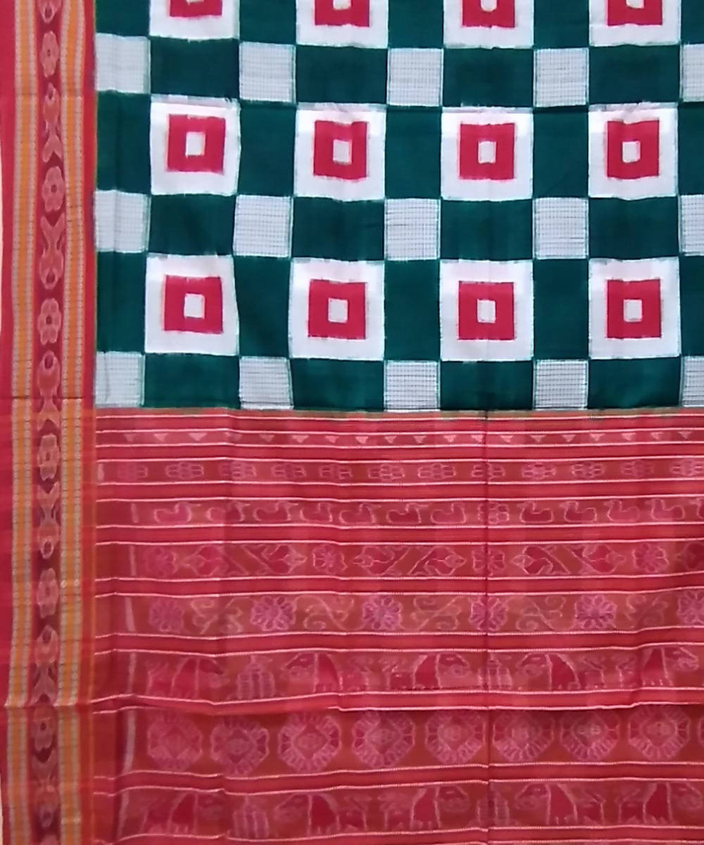 Multicolor red cotton handloom sambalpuri saree