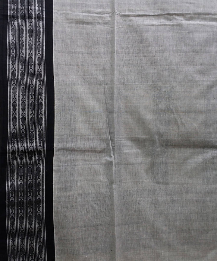 Bengal handspun handwoven cotton white and black saree