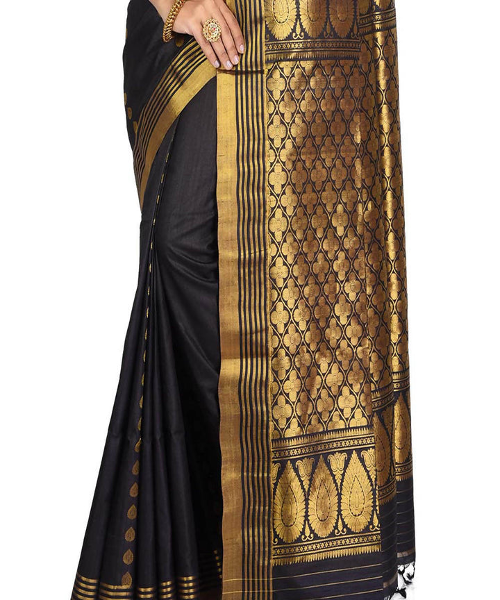 Black Bengal handloom handspun tussar saree