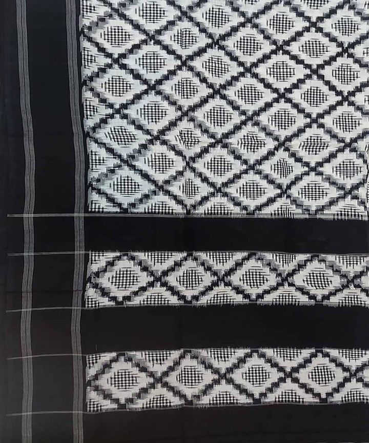 Black with white handloom cotton ikat pochampally saree