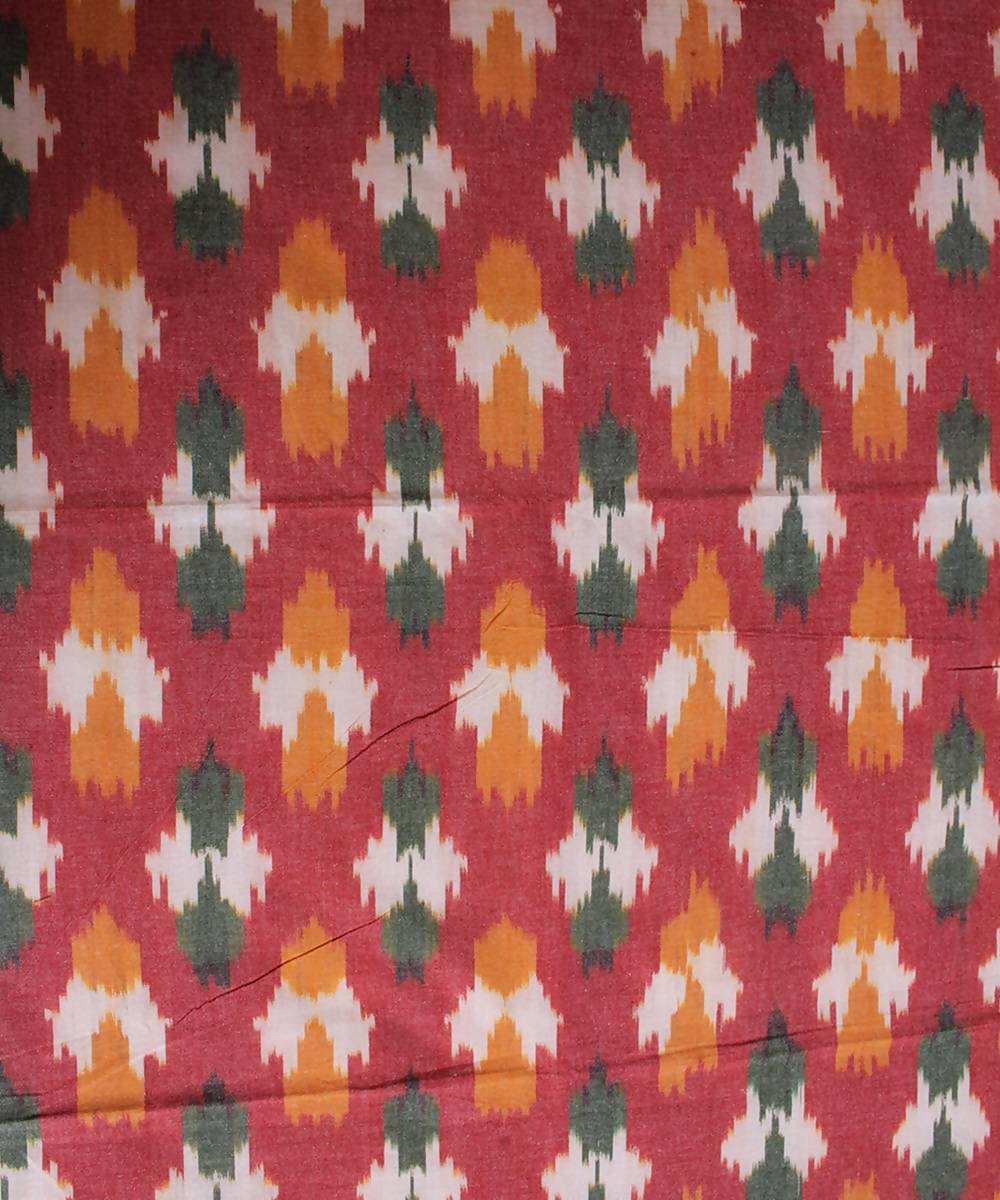 Orange Handloom Ikkat Cotton Bedsheet