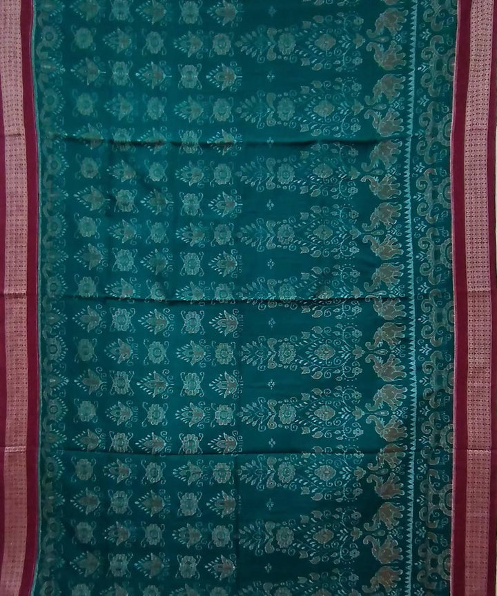 Sea green handwoven cotton sambalpuri saree