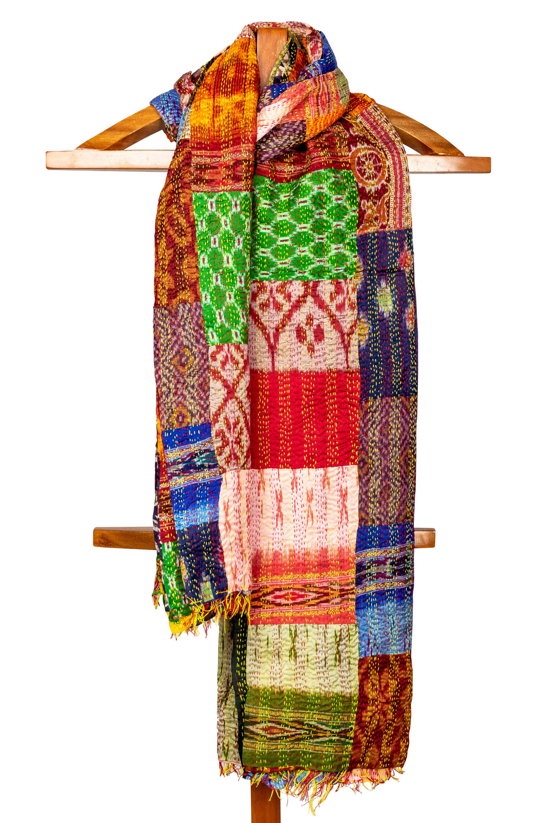 Biswa bangla handwoven multicolored kantha tussar silk tappi Stole