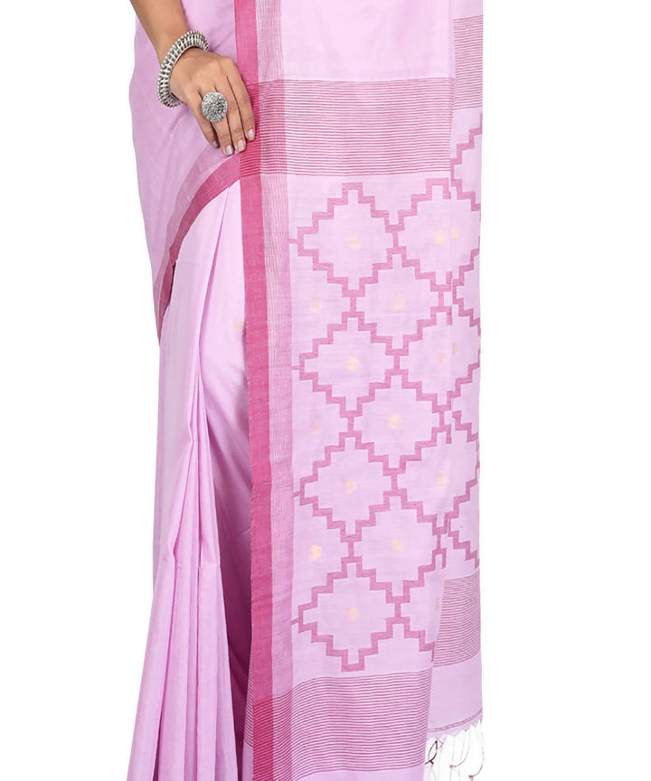 Light pink handwoven bengal cotton silk saree