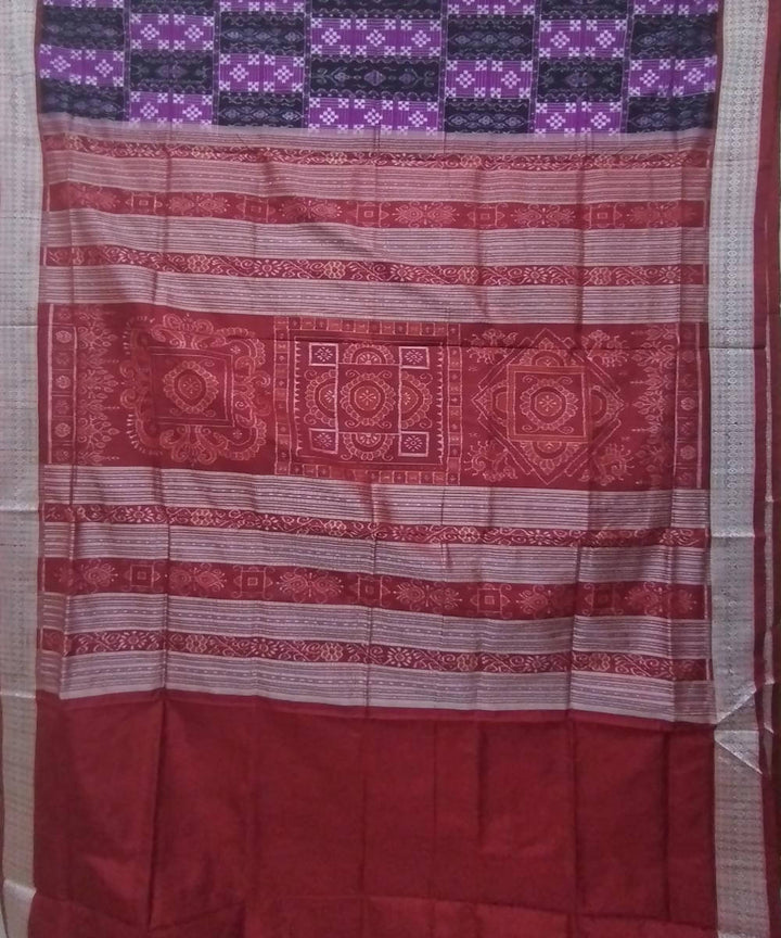 Black violet handwoven silk sambalpuri saree