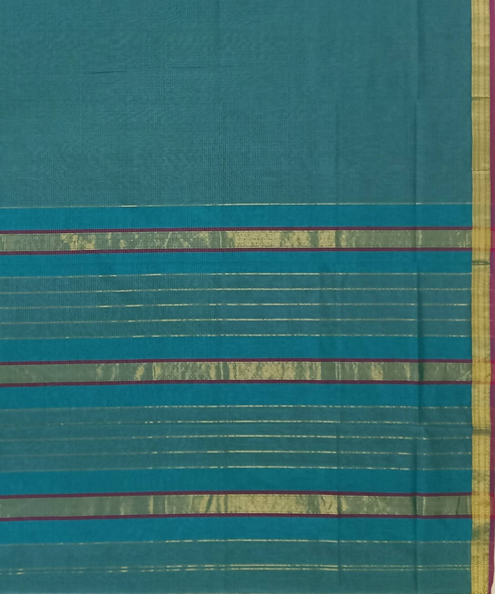 Maheshwari Cerulean Blue Handloom Cotton Silk Saree