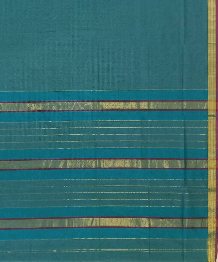 Maheshwari Cerulean Blue Handloom Cotton Silk Saree
