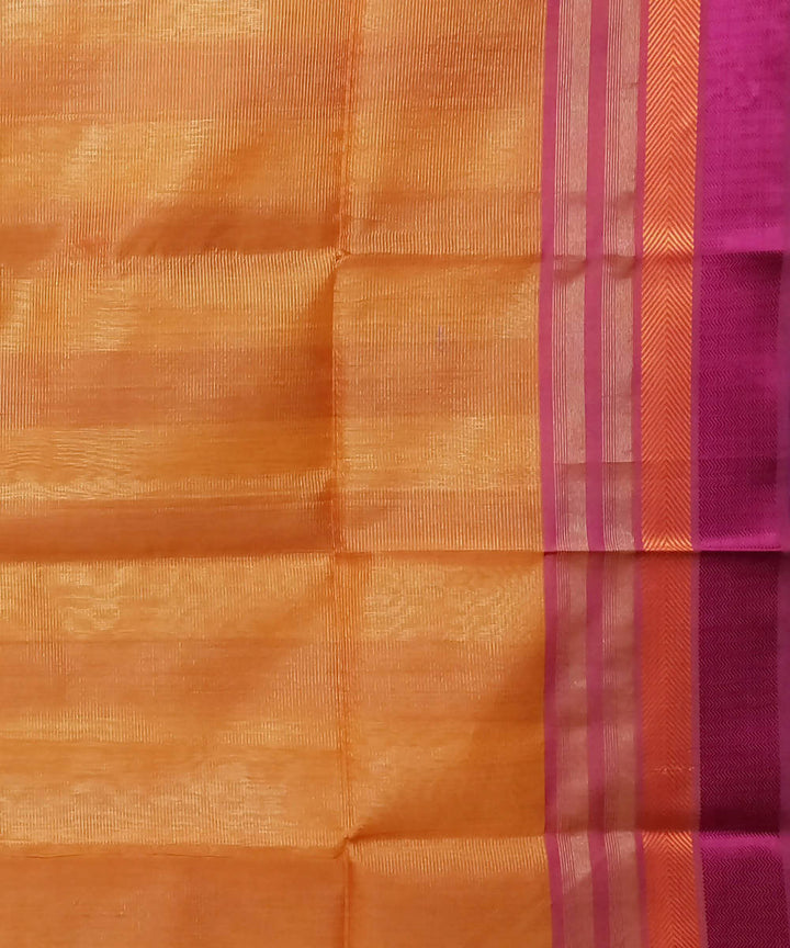 Red orange handloom cotton silk maheshwari saree