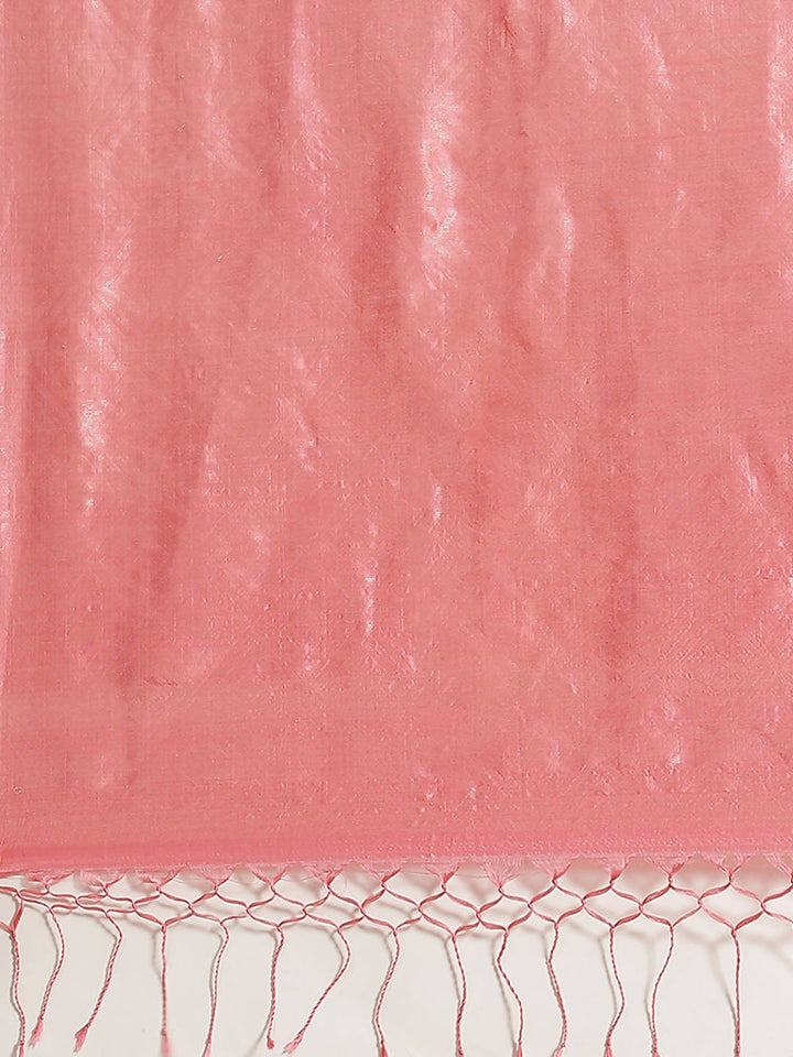 Biswa bangla handwoven pink zari silk saree