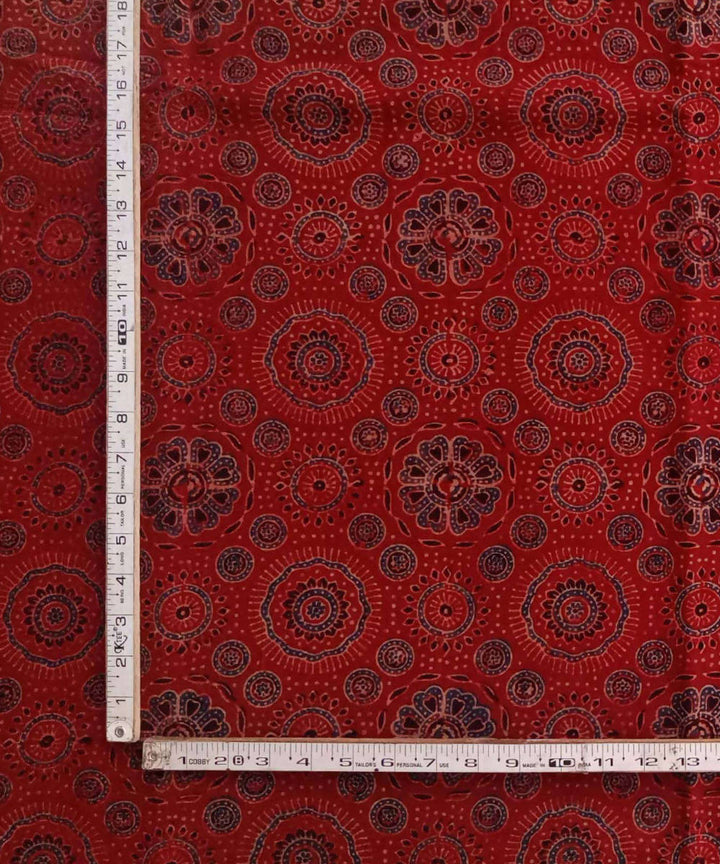 2.5m Maroon black blue natural dye ajrakh print handspun cotton fabric