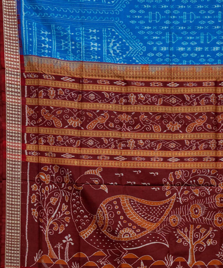 French blue ikat silk handloom sambalpuri saree