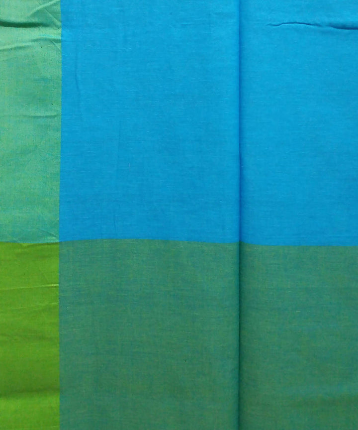 Blue Green Handwoven Handspun Cotton Saree