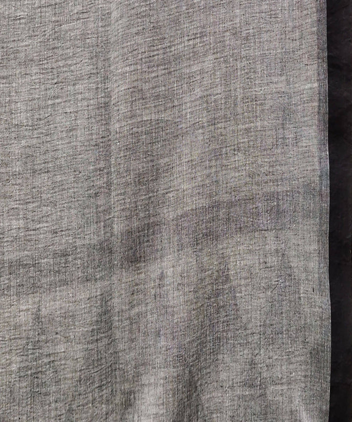 Grey black handloom muslin cotton saree