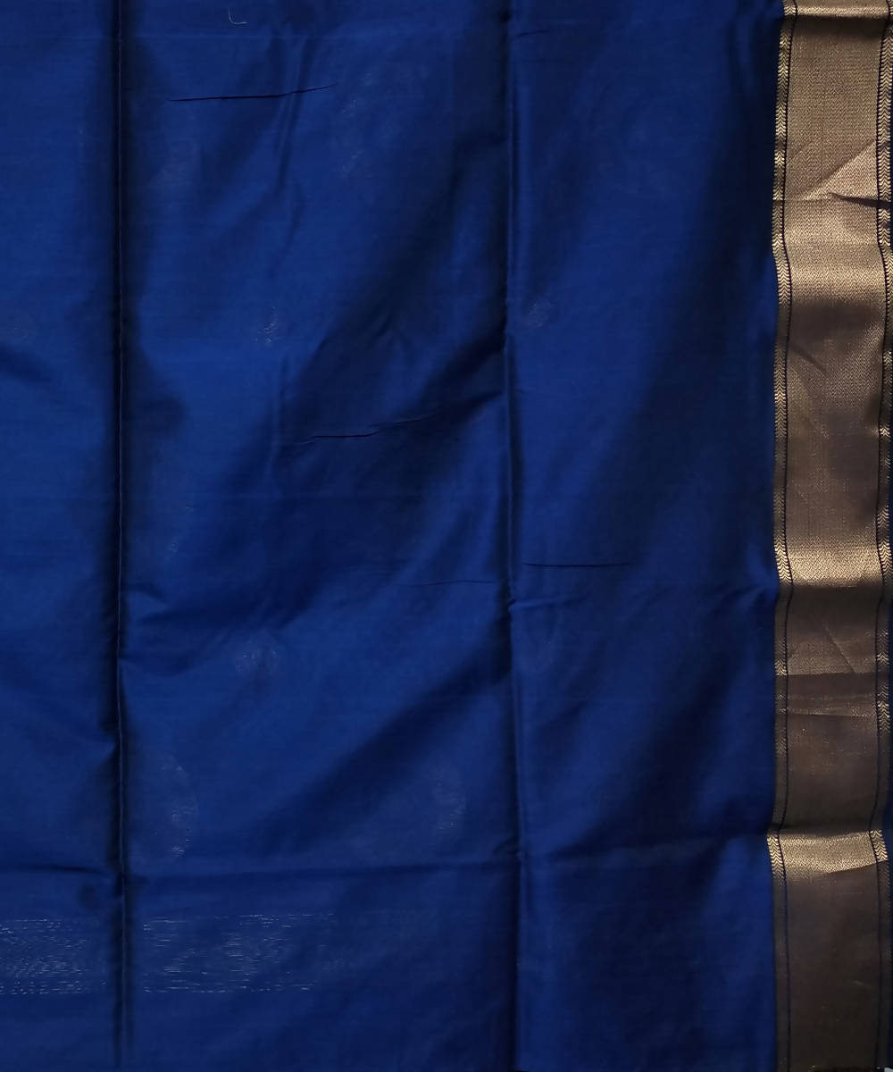 Navy blue handloom cotton silk maheshwari saree