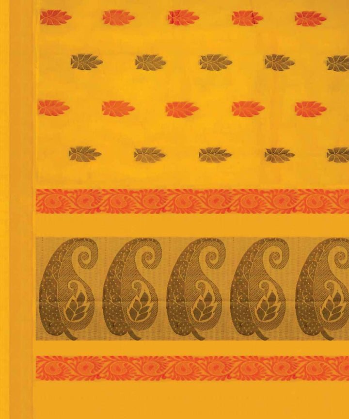 Yellow handwoven salem cotton saree