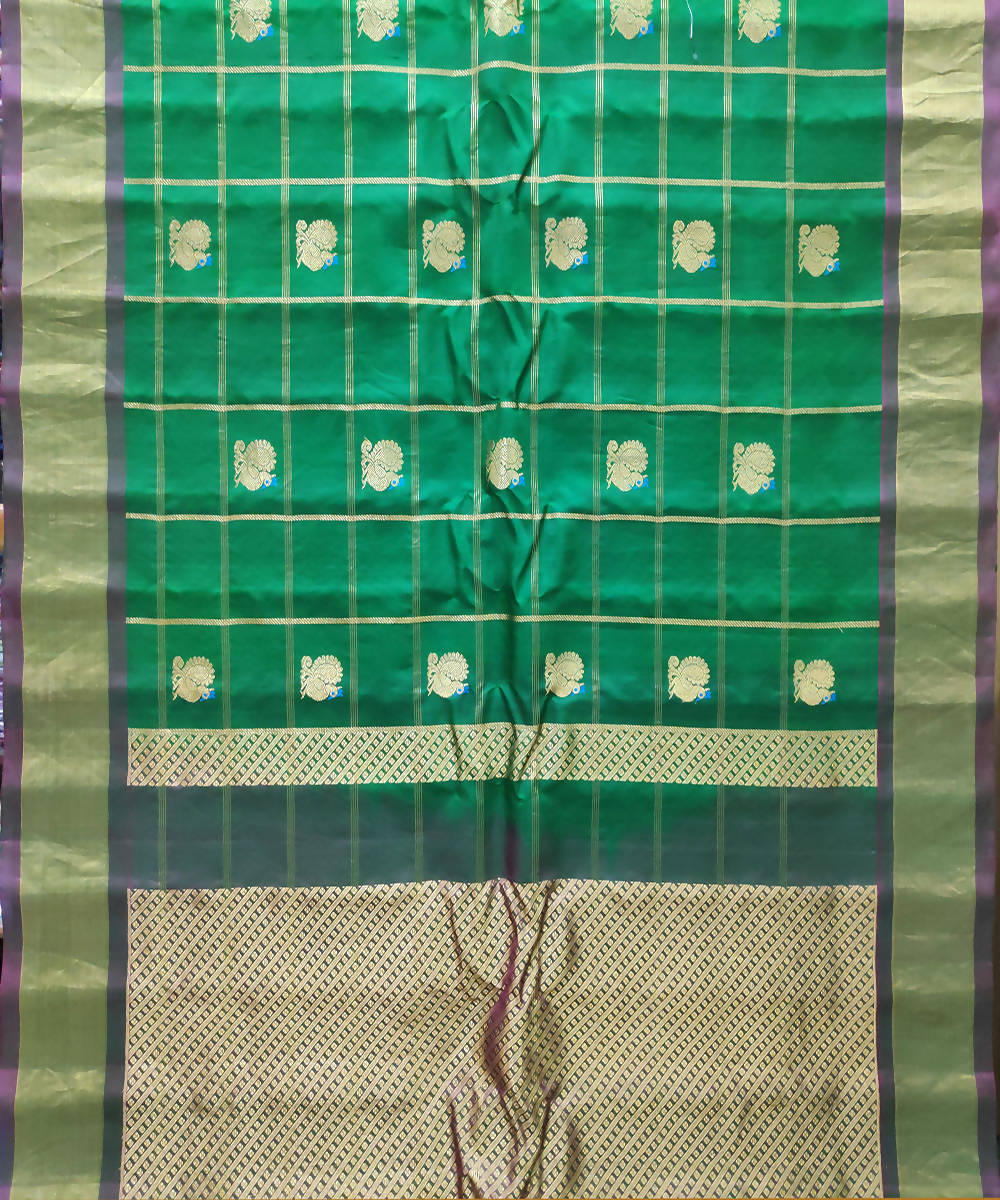 Green Handwoven Gadwal Butta Work Silk Saree