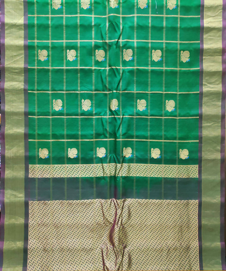 Green Handwoven Gadwal Butta Work Silk Saree