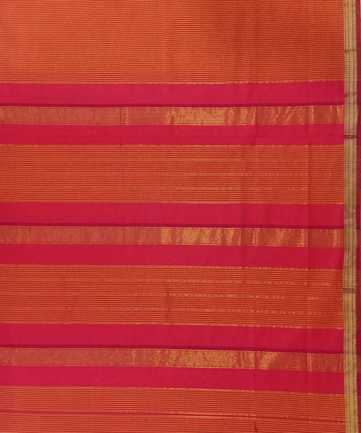 Maheshwari Orange Handwoven Cotton Silk Saree