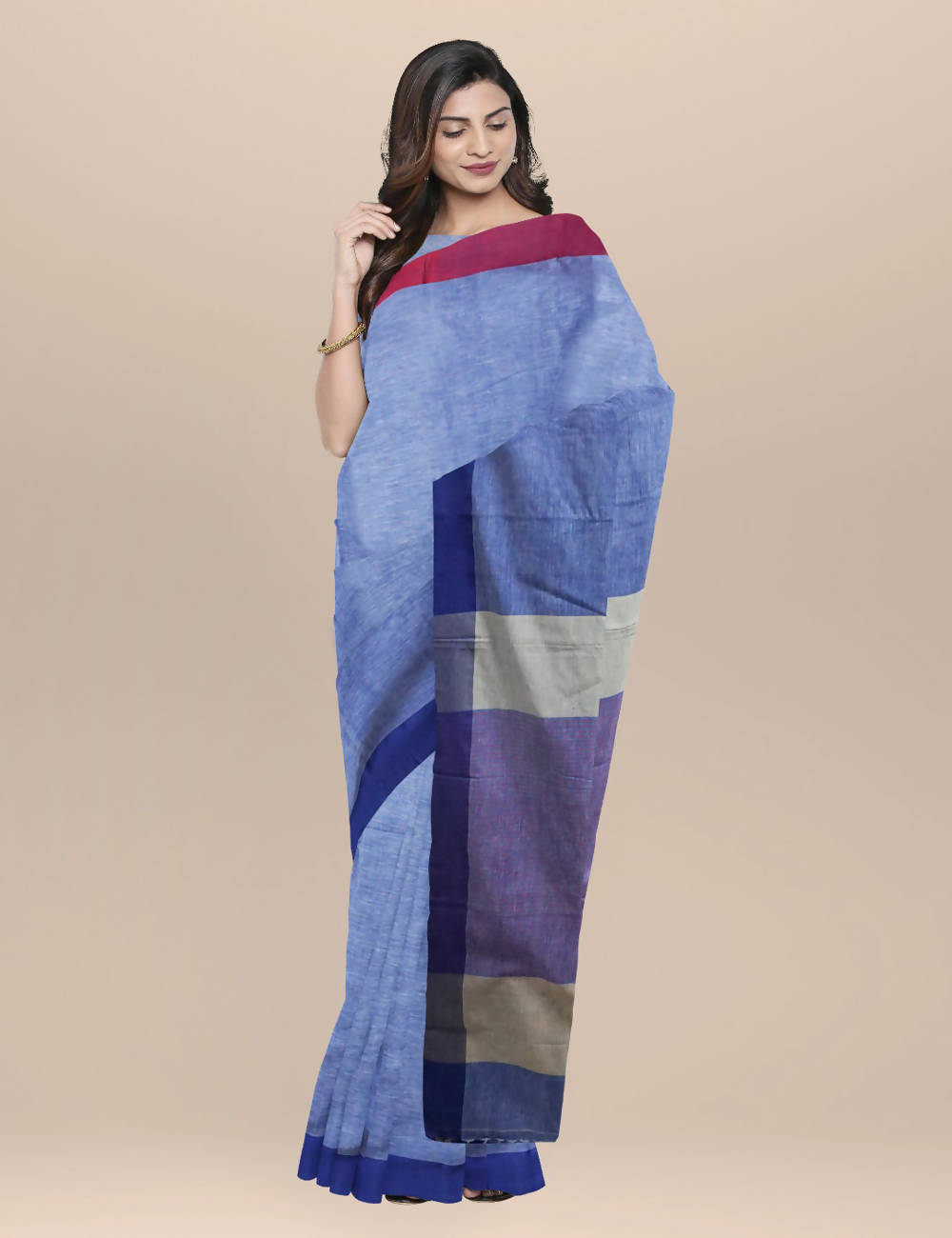 Blue bengal Cotton Handwoven Saree