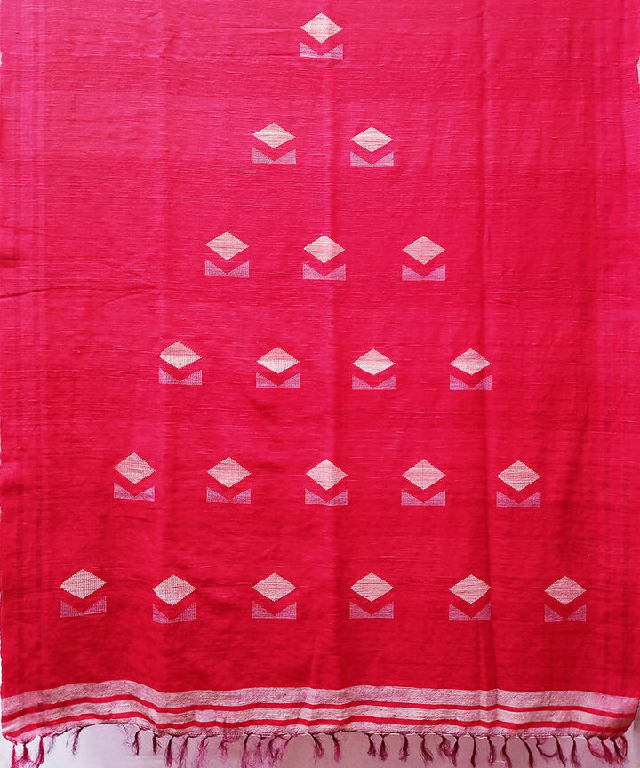 Maroon handwoven extra weft cotton silk saree