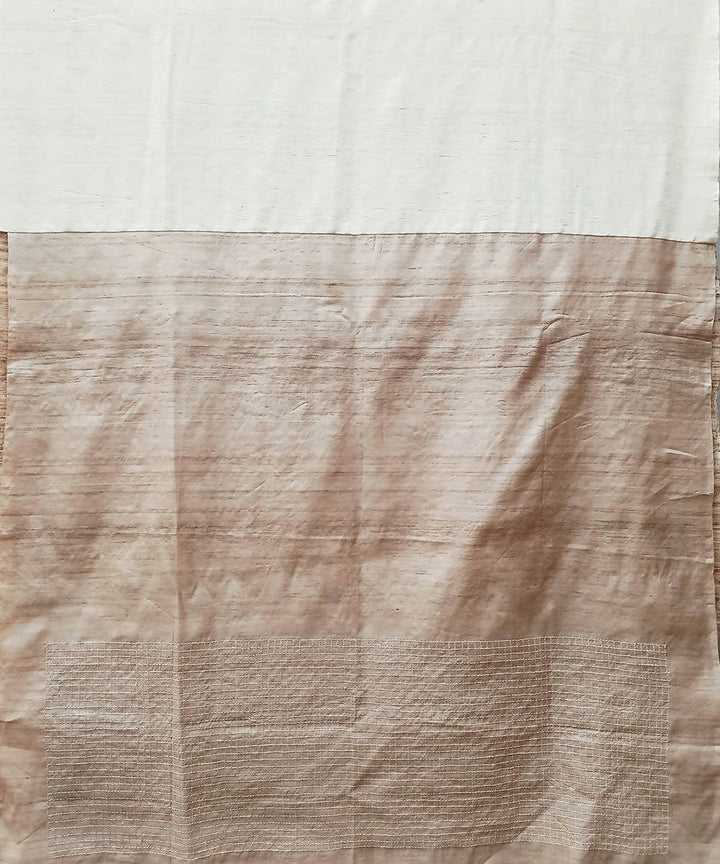 Beige handwoven cotton silk saree