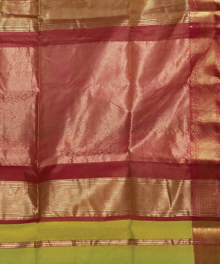 Lemon yellow handloom cotton silk maheshwari saree