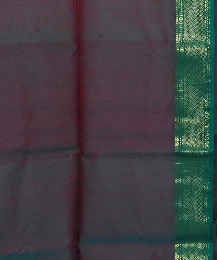 Handloom Magenta Maheshwari Cotton Silk Saree