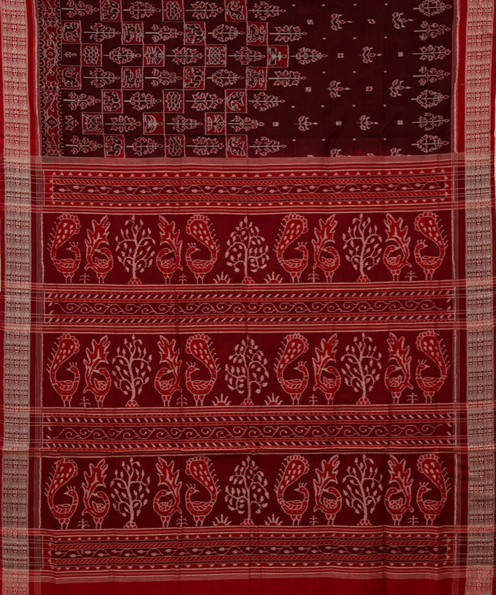 Bulgarian rose red handloom cotton sambalpuri saree