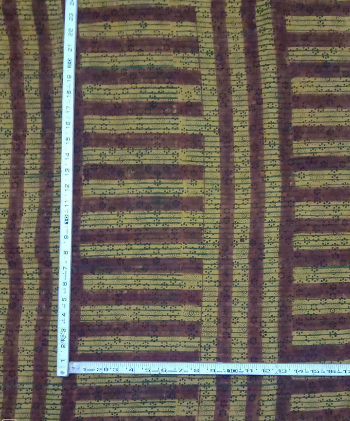 Yellow red natural dye ajrakh print handspun handloom cotton fabric