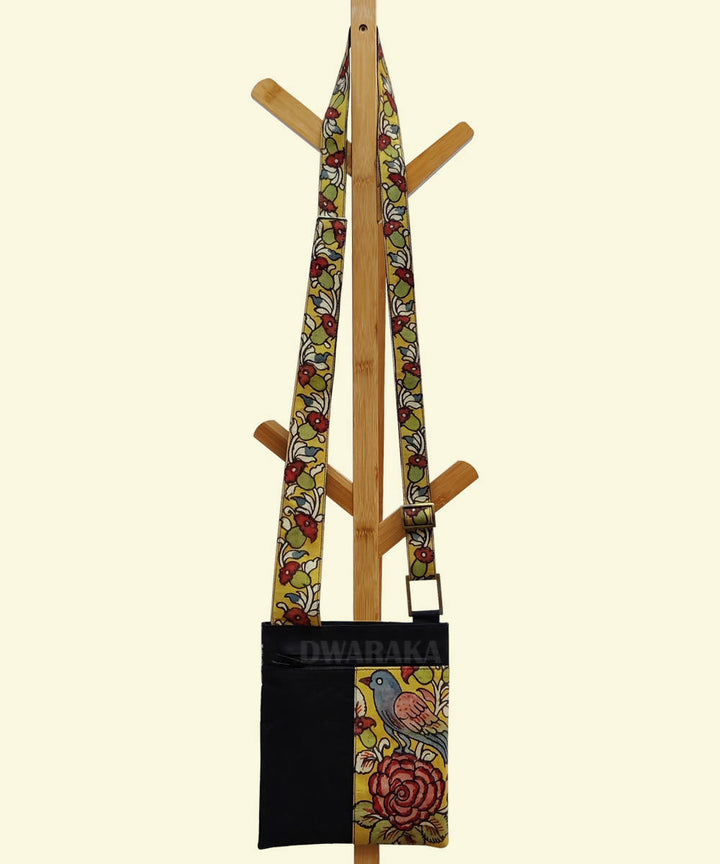 Black with hand painted kalamkari sling bag