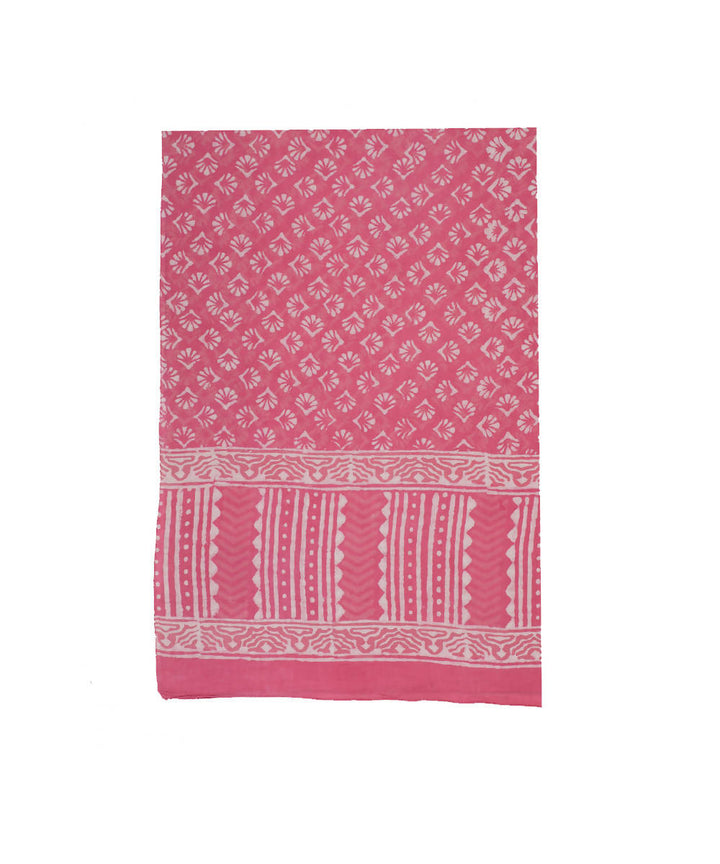 Dabu handblock print baby pink mul cotton stole