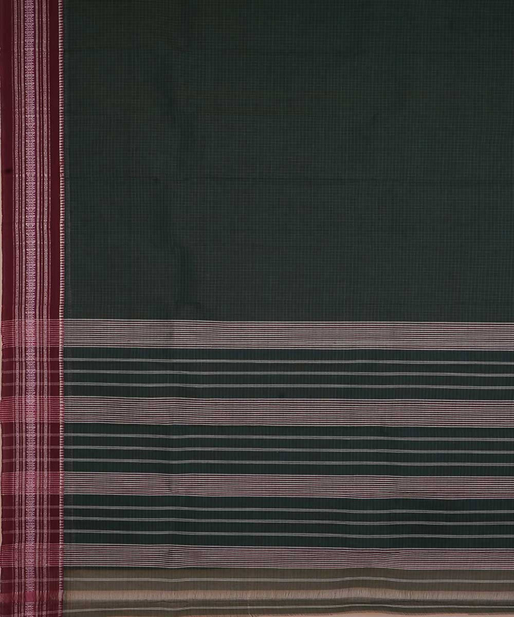 Dark green handwoven cotton narayanpet saree