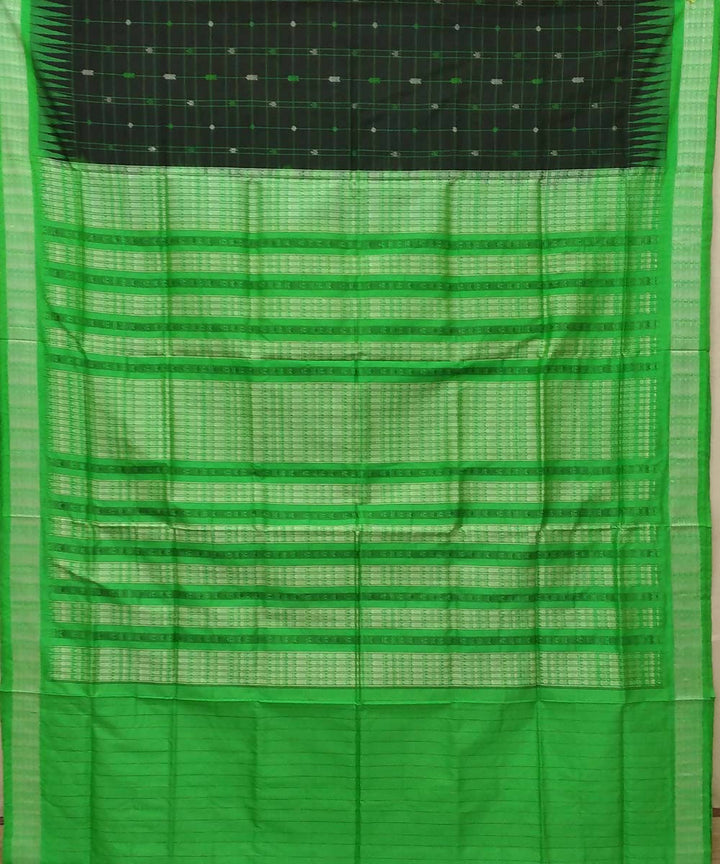 Black green handwoven bomkai silk saree