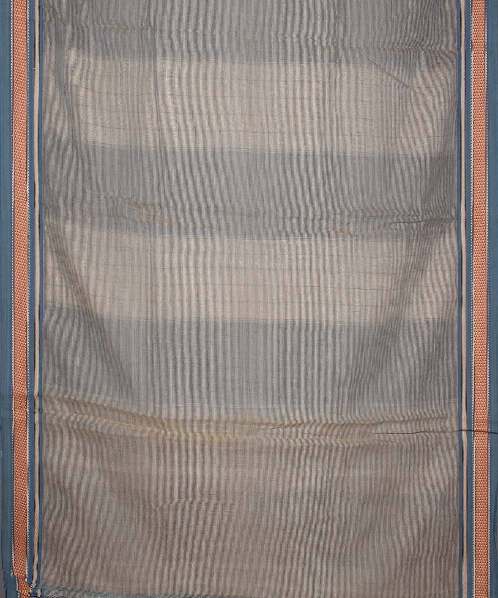 Beige handspun handwoven natural dye cotton saree