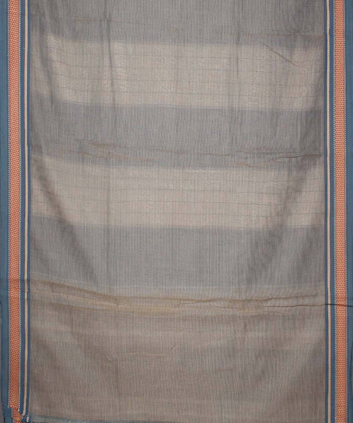 Beige handspun handwoven natural dye cotton saree