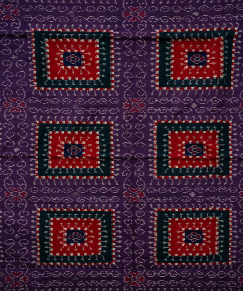 Burgundy electric violet handloom cotton sambalpuri saree