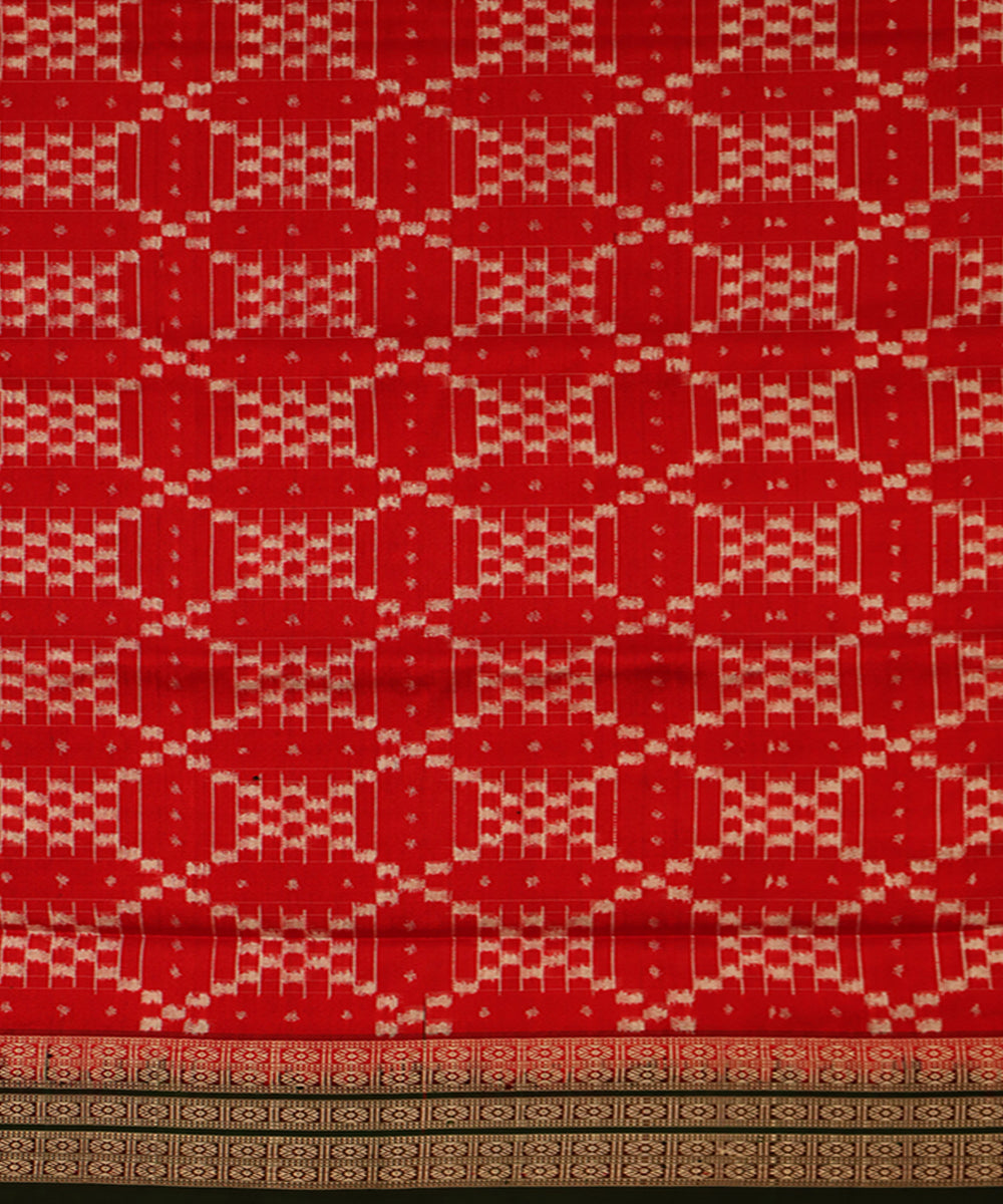 Boyanika red and green handloom silk sambalpuri sari