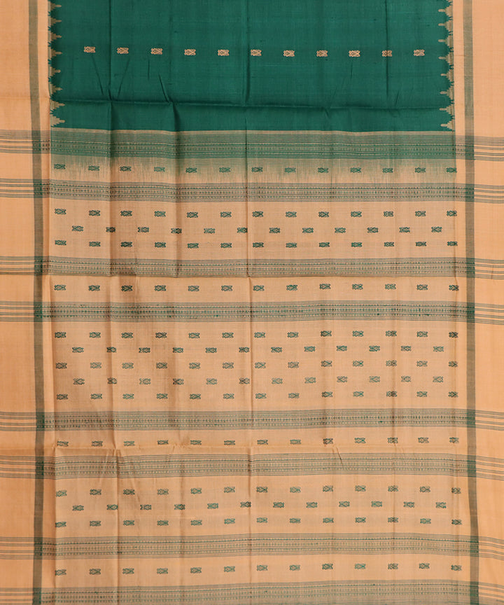 Green handwoven silk tussar saree