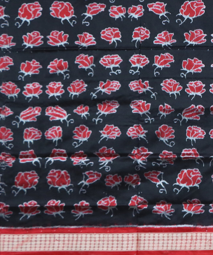 Black red silk handloom sambalpuri saree