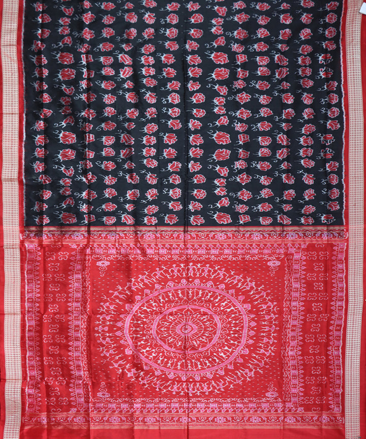 Black red silk handloom sambalpuri saree